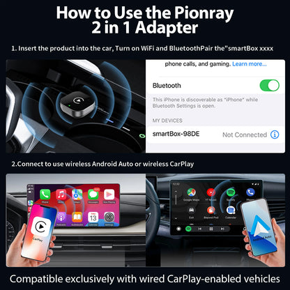 PureEase 2 in 1 Wireless CarPlay Adapter